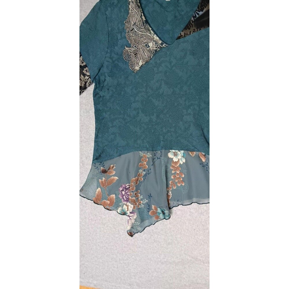 Vintage Y2K Spencer Alexis Tunic Top Womens Size 4 Multicolor Textured Dark... - Picture 11 of 13
